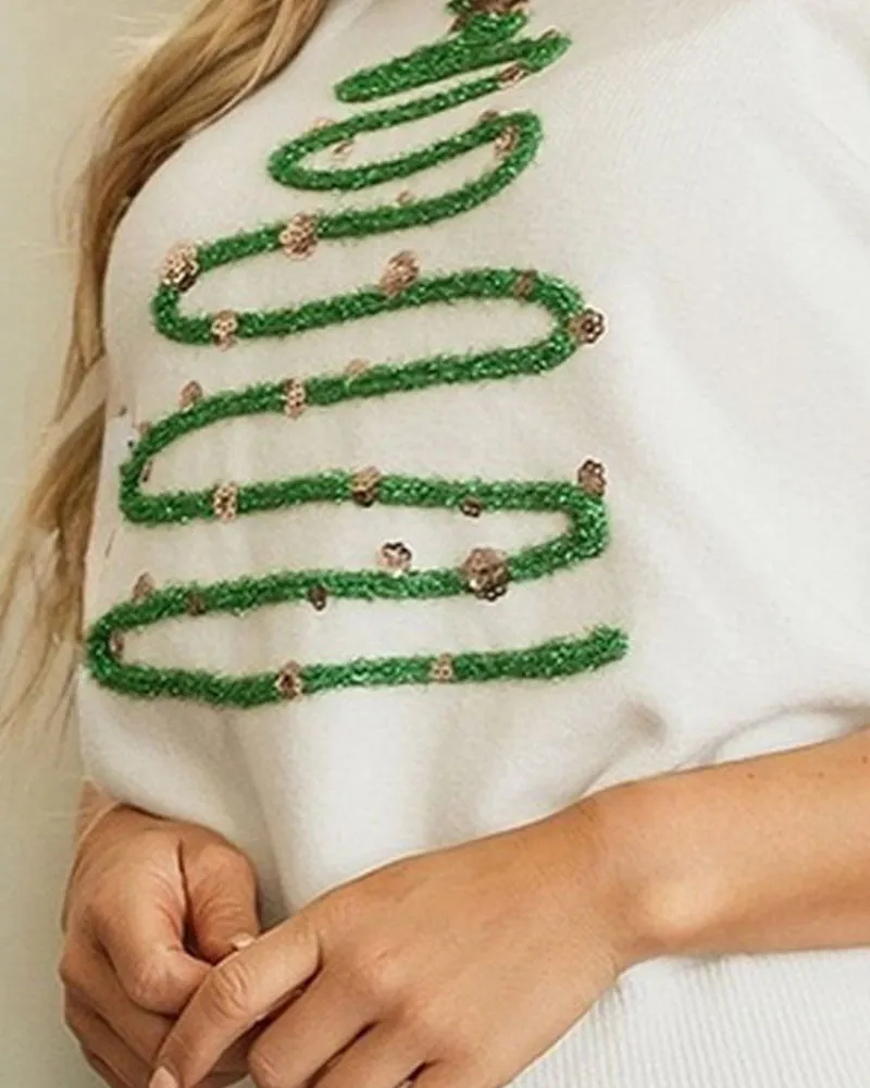 Zeagoo Cozy Christmas Tree Graphic Short Sleeve Sweater sold by zeagoo product image thumbnail 5