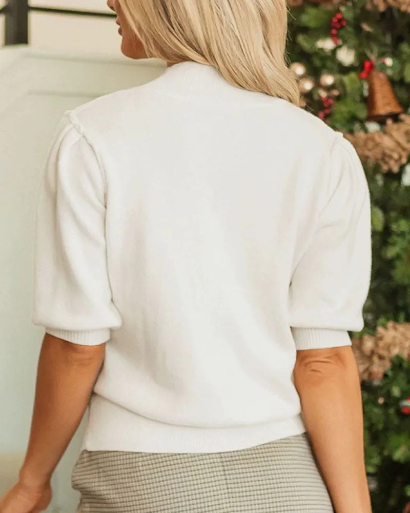Zeagoo Cozy Christmas Tree Graphic Short Sleeve Sweater sold by zeagoo product image thumbnail 4