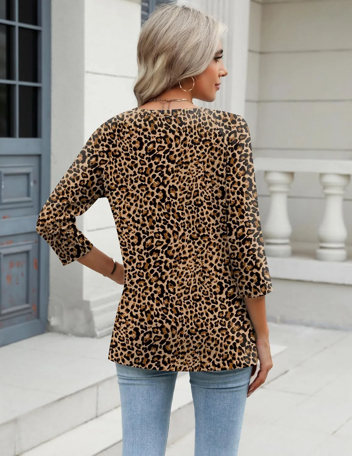 Zeagoo 3/4 Length Sleeve Womens Tops Casual V Neck Shirts Soft Basic Tees Business Work Blouses sold by zeagoo product image thumbnail 4
