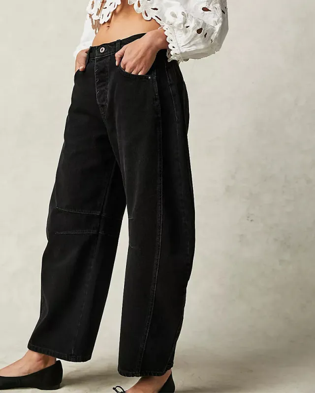 Wide-Leg Low-Rise Jeans sold by zeagoo