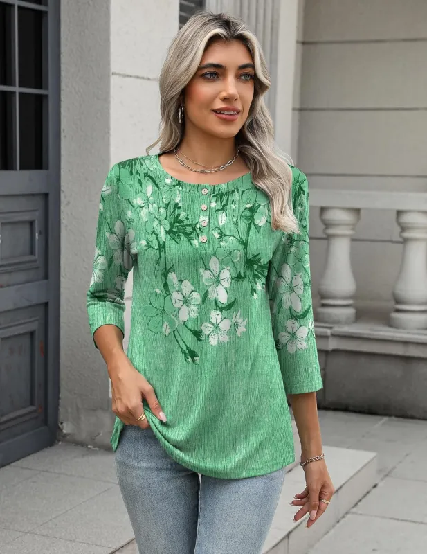 Zeagoo 3/4 Length Sleeve Women Tops Blouses sold by zeagoo