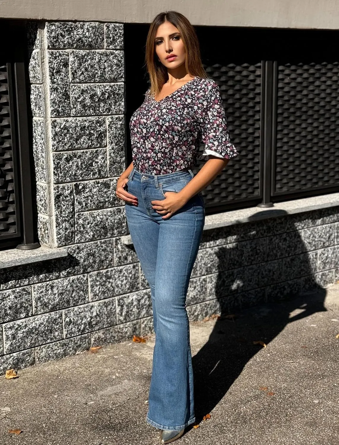 Zeagoo Womens Ruffle 3/4 Sleeve Top V Neck Shirts sold by zeagoo product image thumbnail 4