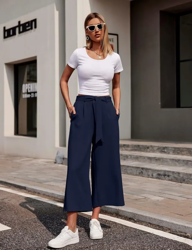 Zeagoo Women's Trousers Casual Wide Straight Cut Suit Trousers (DE Only) made by zeagoo