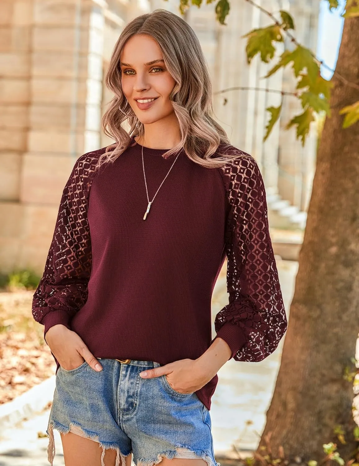Zeagoo Elegant Blouse Long Sleeve Crew Neck T Shirt (DE Only) sold by zeagoo product image thumbnail 3