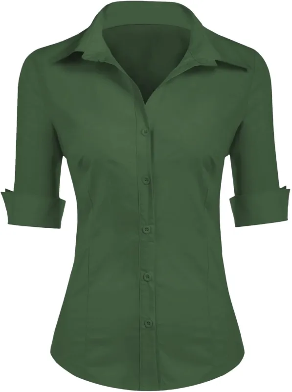 Zeagoo Blouse Women's Slim Fit Shirt Cotton Shirt Blouse (DE Only) sold by zeagoo