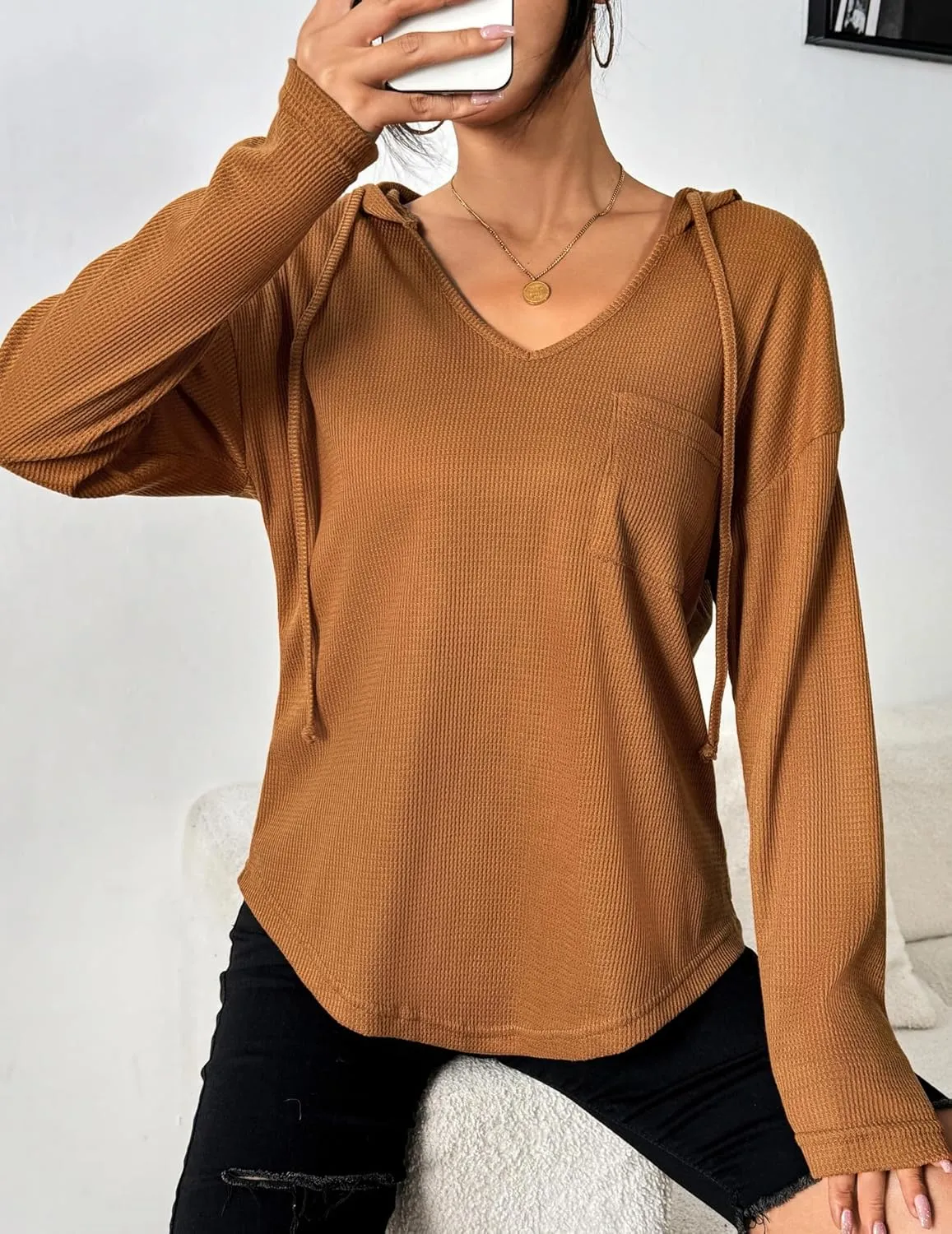 Zeagoo Women's Hoodie Long Sleeve V Neck Pullover Tops (DE Only) sold by zeagoo