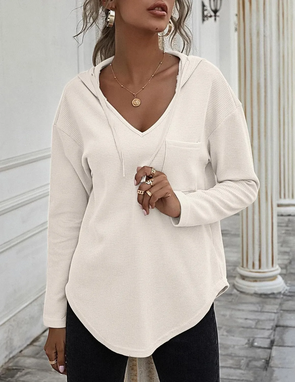 Zeagoo Women's Hoodie Long Sleeve V Neck Pullover Tops (DE Only) sold by zeagoo product image thumbnail 5