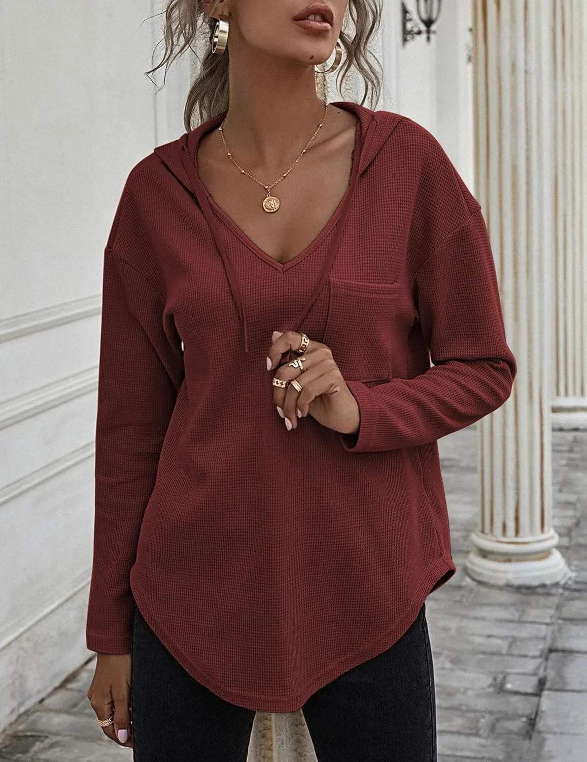 Zeagoo Women's Hoodie Long Sleeve V Neck Pullover Tops (DE Only) sold by zeagoo product image thumbnail 3