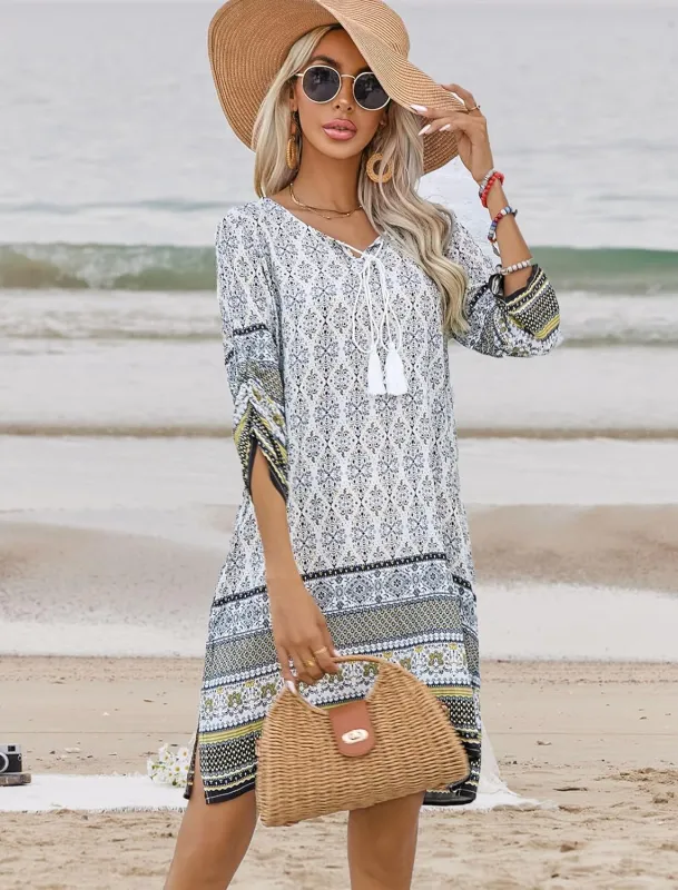 Zeagoo Summer Dresses Women's Bohemian Flower Dress (DE Only) made by zeagoo