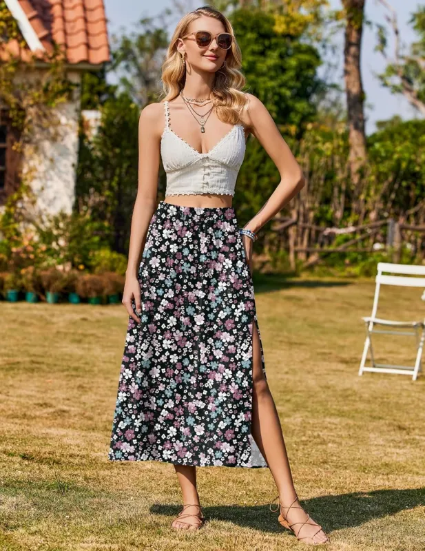 Zeagoo Skirt Women's Elegant Printed Skirt Boho Beach Skirt (DE Only) sold by zeagoo
