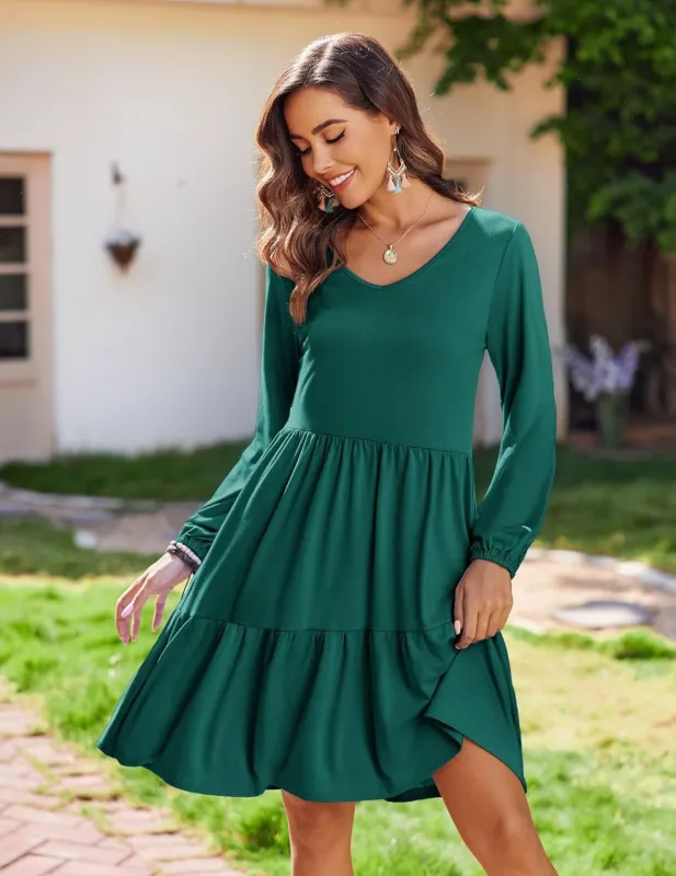 Zeagoo Women's Long-Sleeve V-Neck Winter Dress (DE Only) made by zeagoo