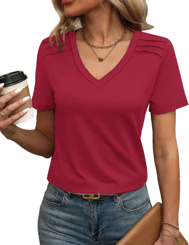 Zeagoo Blouse Women's Elegant Pleated Tops (DE Only) made by zeagoo