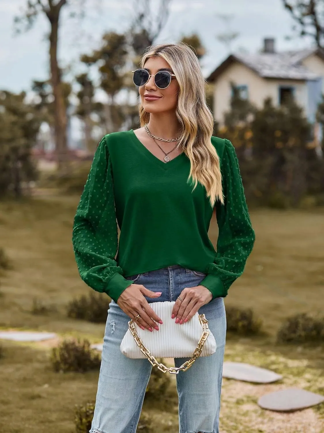 Zeagoo Women's Blouses Elegant Long Sleeve Tunic Tops (DE Only) sold by zeagoo product image thumbnail 2