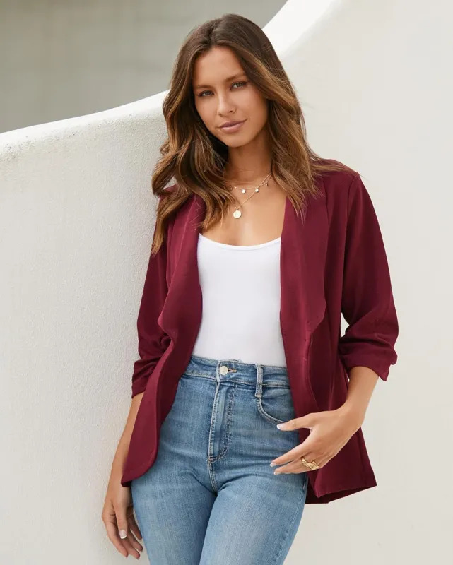 Zeagoo Women's Blazer Elegant 3/4 Sleeve Long Blazer (DE Only) made by zeagoo