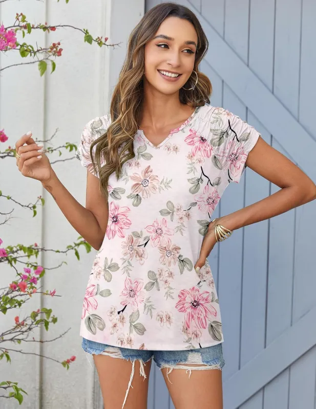 Zeagoo Short Sleeve Shirts Loose Fit V Neck T Shirts sold by zeagoo