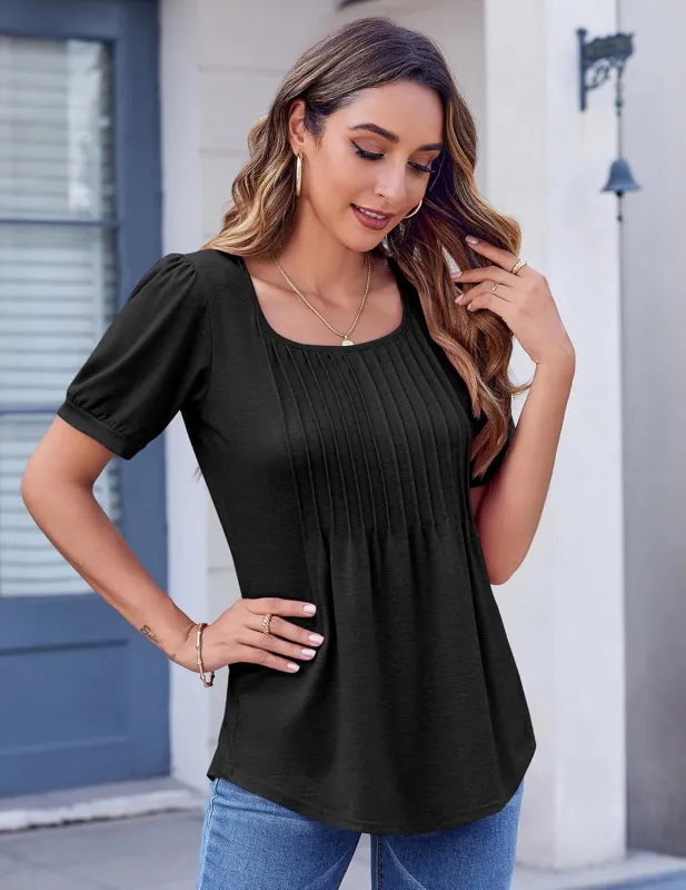 Zeagoo Womens Summer Tops Casual Puff Short Sleeve T Shirts sold by zeagoo