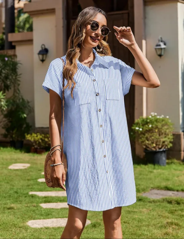 Zeagoo Womens Button Down Shirt Dress Cotton Linen Dress sold by zeagoo