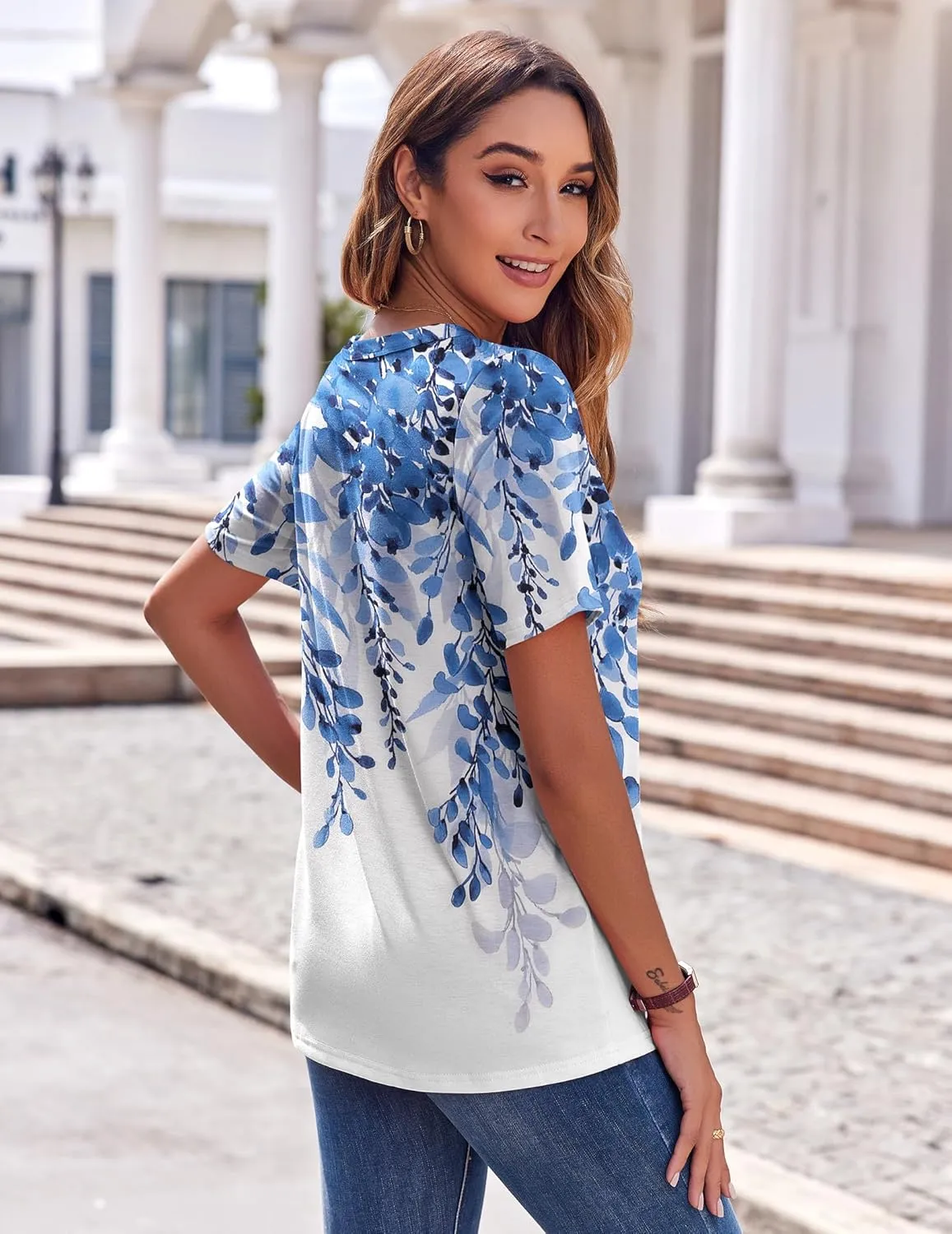 Zeagoo Womens Casual Short Sleeve V Neck Shirts sold by zeagoo product image thumbnail 5