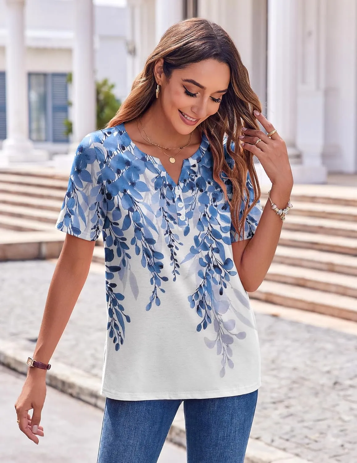 Zeagoo Womens Casual Short Sleeve V Neck Shirts sold by zeagoo product image thumbnail 4