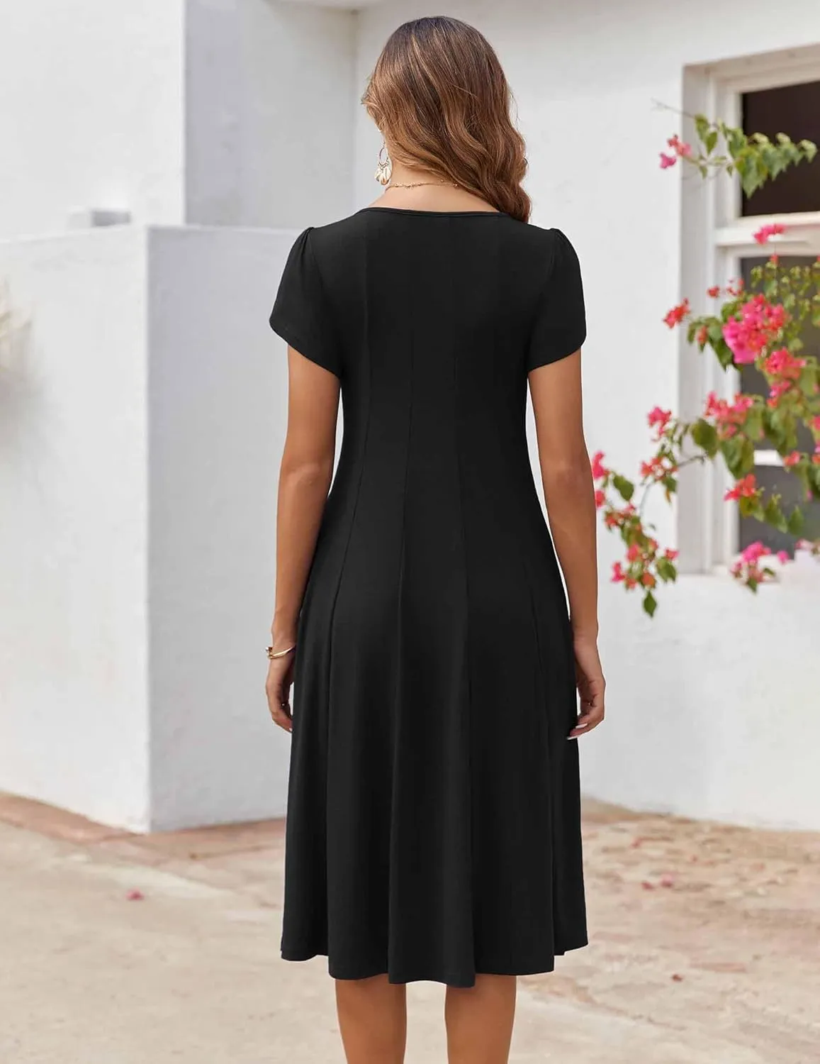 Zeagoo Womens Casual Dress Short Sleeve Pleated Loose Flowy Dress sold by zeagoo product image thumbnail 4