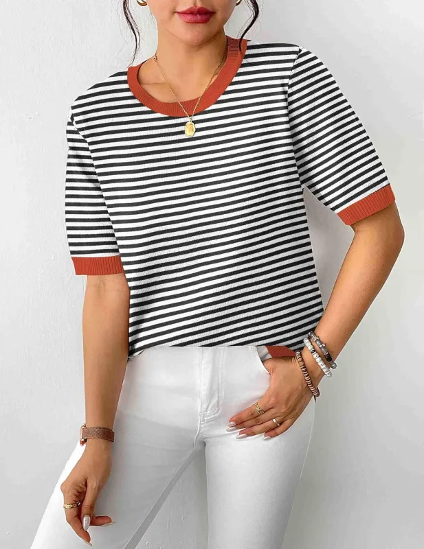 Zeagoo Womens Sweaters Short Sleeve Top Casual Knit Tops sold by zeagoo