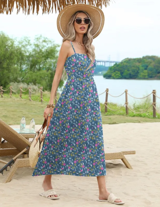 Zeagoo Women's Summer Casual Boho Sundress with Pockets sold by zeagoo