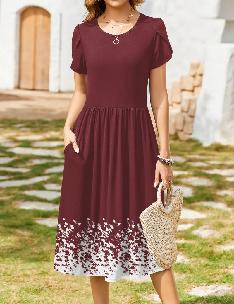 Zeagoo Women Short Sleeve Midi Dress with Pockets sold by zeagoo product image thumbnail 3