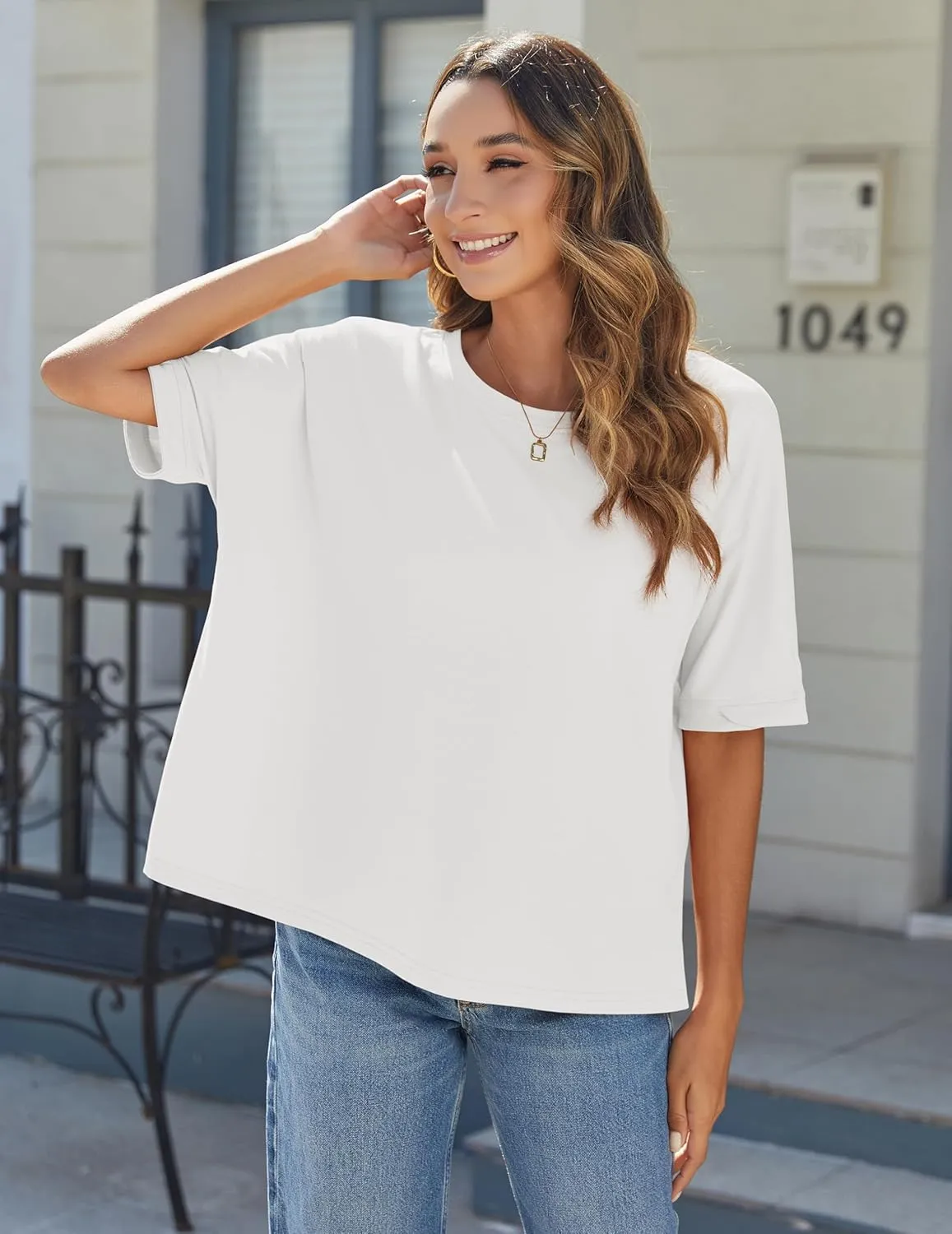 Zeagoo Women Short Sleeve T Shirts Round Neck Oversized Tee sold by zeagoo product image thumbnail 4