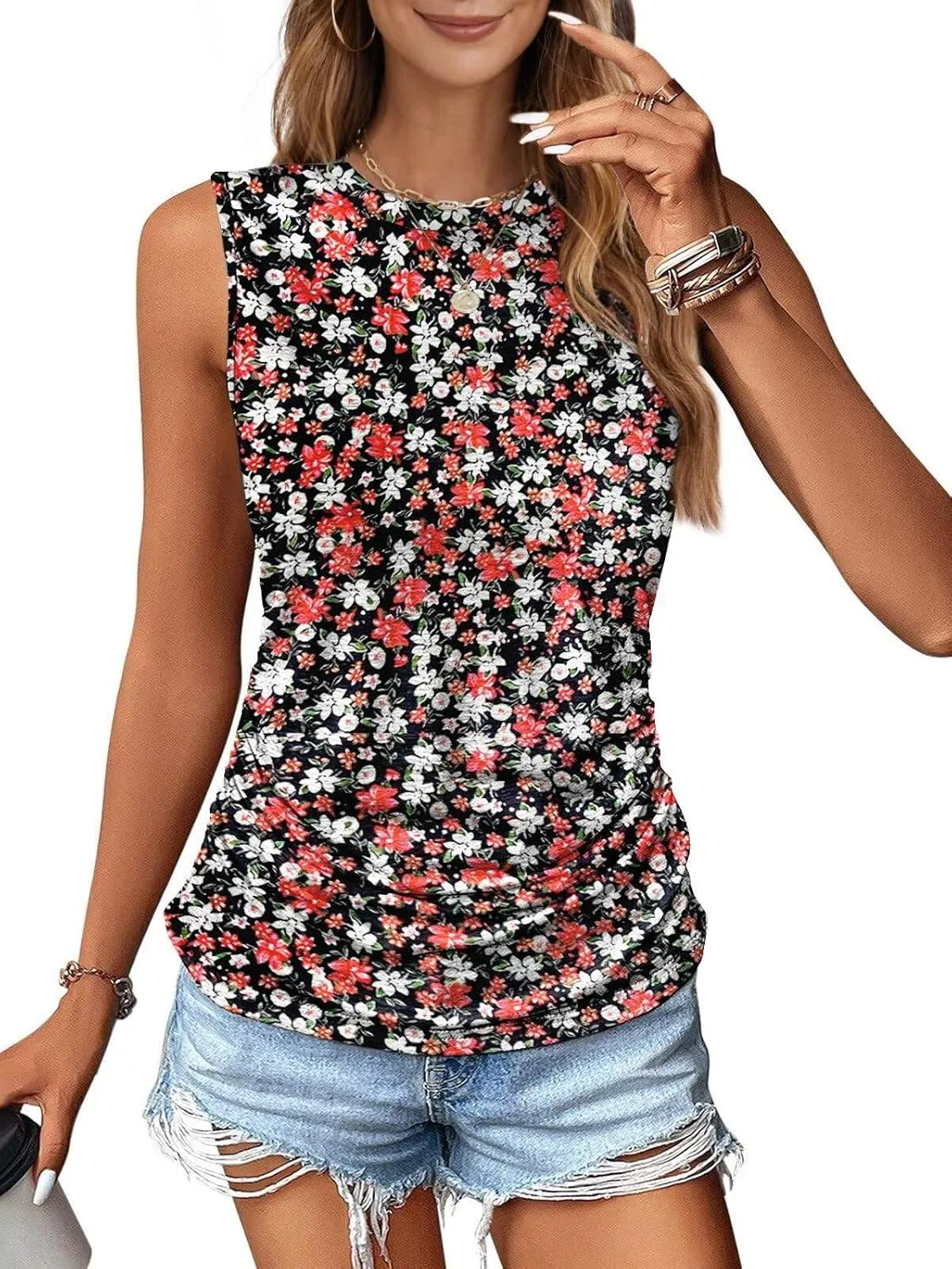Zeagoo Ruched Tank Tops Dressy Casual Shirts sold by zeagoo product image thumbnail 4