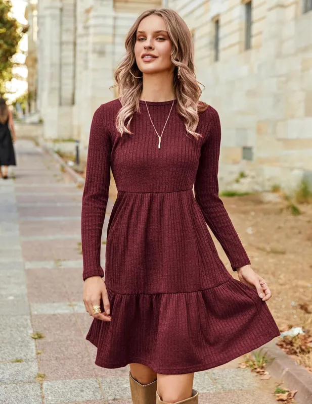 (DE Only) Zeagoo Women's Autumn Dress Long Sleeve Round Neck Knitted Dress sold by zeagoo