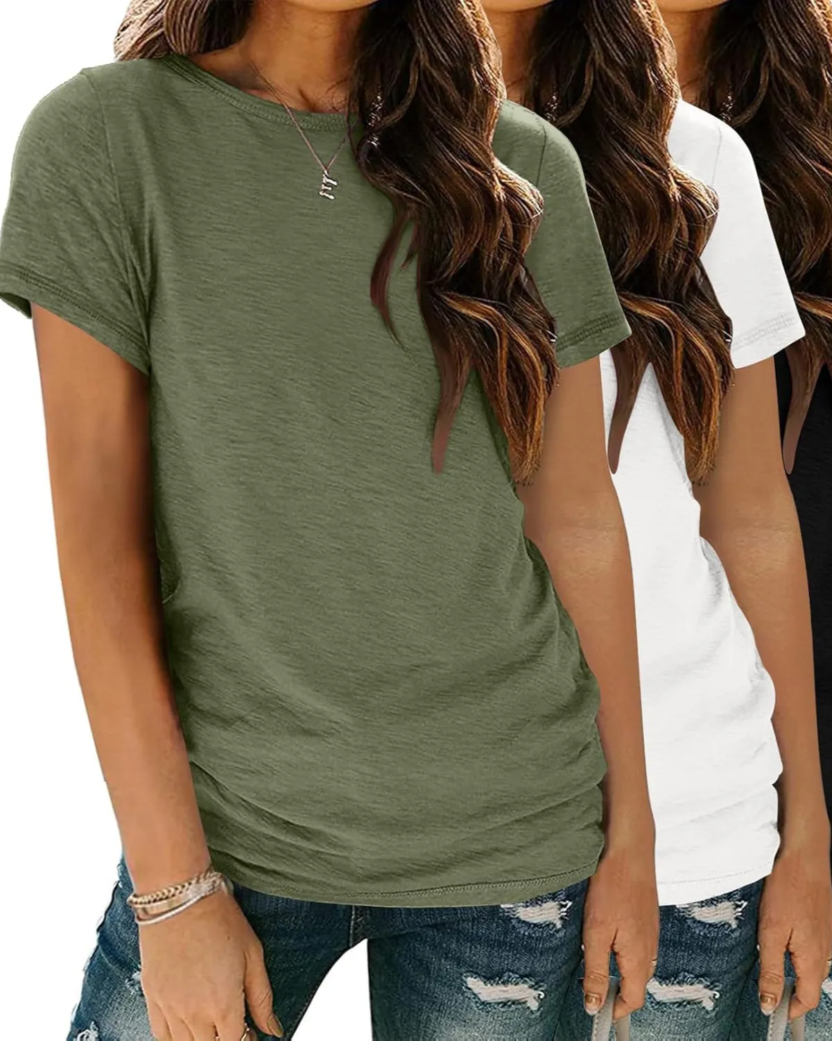 Zeagoo Womens 3 Pack T Shirts Basic Short Sleeve Tees sold by zeagoo product image thumbnail 5