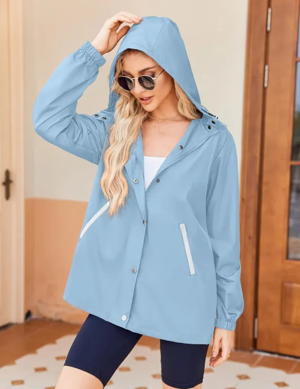 Zeagoo Rain Jacket Women Lightweight Waterproof Hooded Zip Raincoat sold by zeagoo