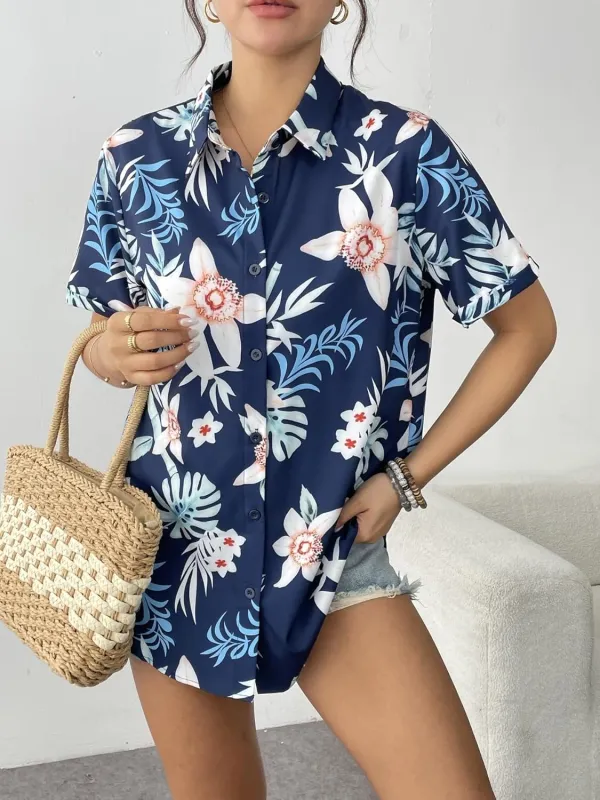 Zeagoo Womens Hawaiian Button Down Shirts Casual Floral Tropical Shirt sold by zeagoo