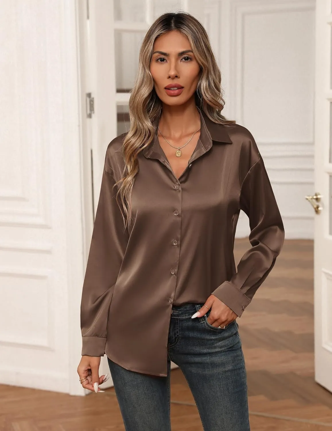 Zeagoo Blouses for Women Silk Button Down Shirts sold by zeagoo product image thumbnail 5