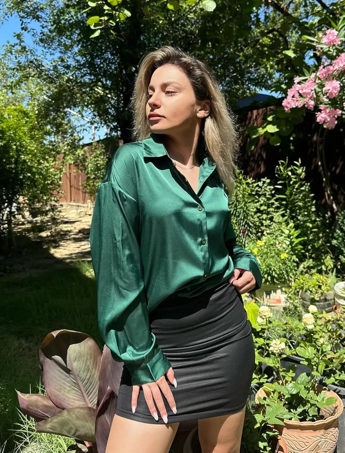 Zeagoo Blouses for Women Silk Button Down Shirts sold by zeagoo product image thumbnail 3