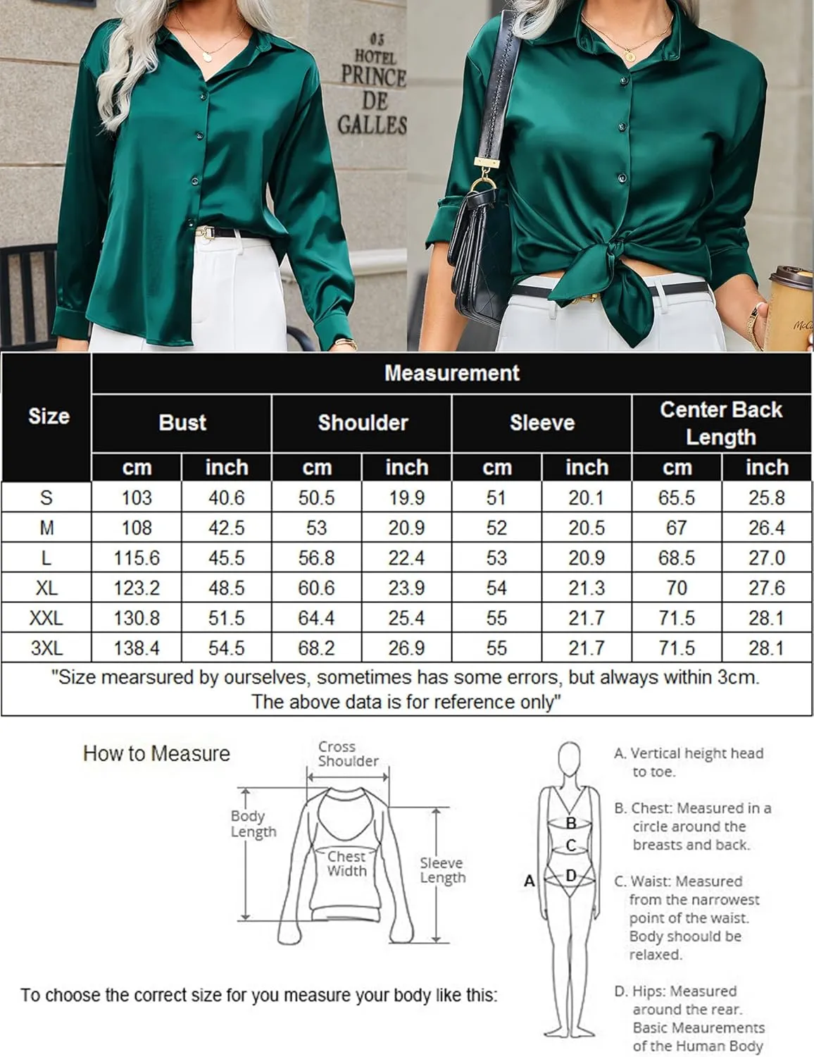 Zeagoo Women Satin Button Down Shirt Long Sleeve Tops sold by zeagoo product image thumbnail 5