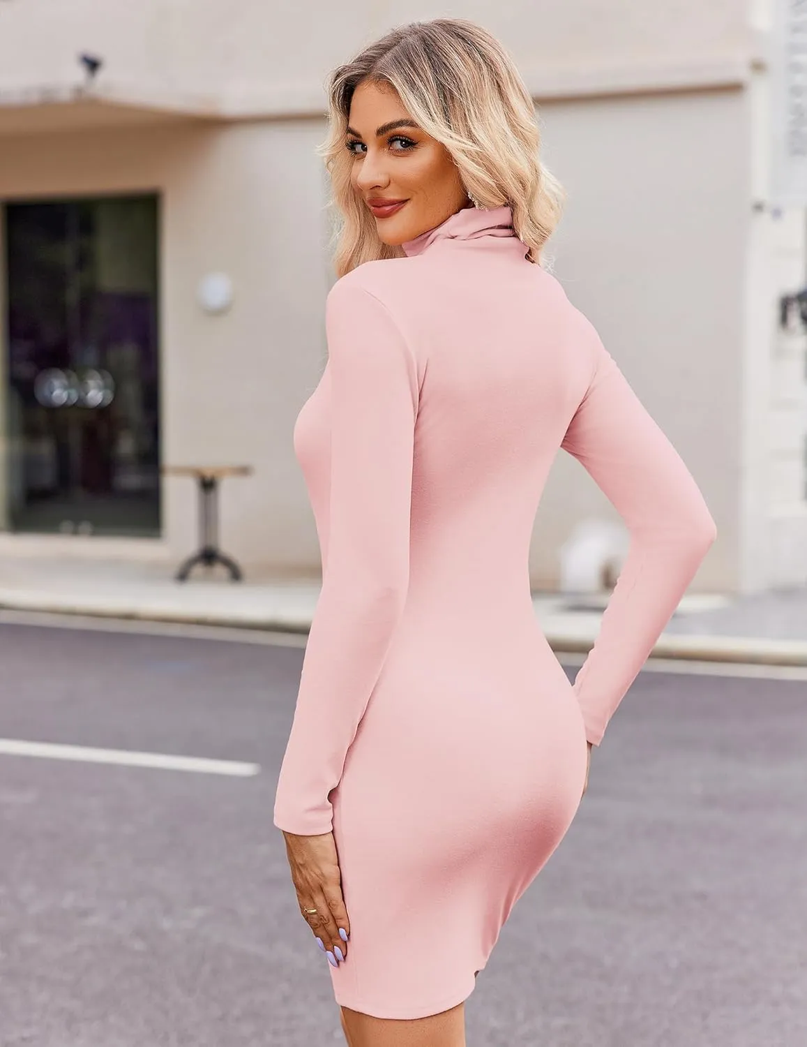 Zeagoo Women's Bodycon Dress Long Sleeve Slim Fit Turtleneck Dress sold by zeagoo product image thumbnail 2