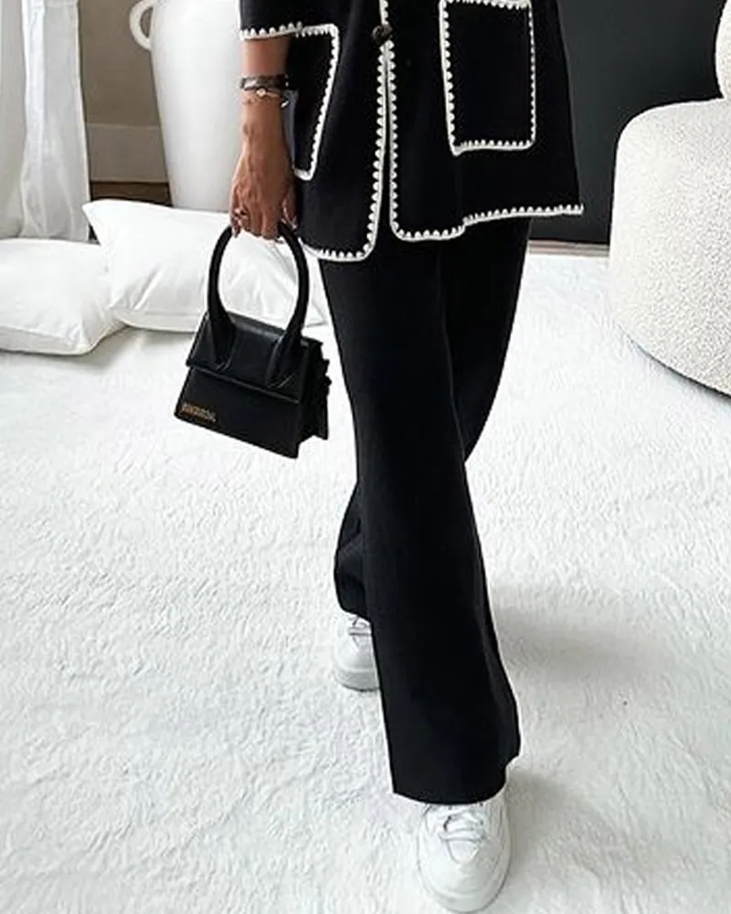 Edge Decorated Jacket & Casual Pants Two-piece Sets sold by zeagoo product image thumbnail 5