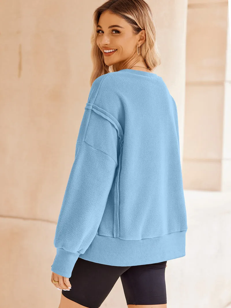 Zeagoo Women's Oversize Sweatshirts Reverse Seam Fleece Jackets sold by zeagoo product image thumbnail 4
