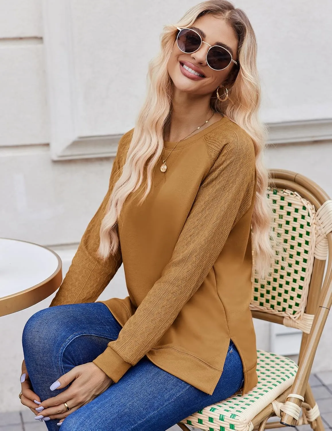 Zeagoo Womens Sweatshirts Lightweight Cable Knit Sleeve Sweaters sold by zeagoo product image thumbnail 4
