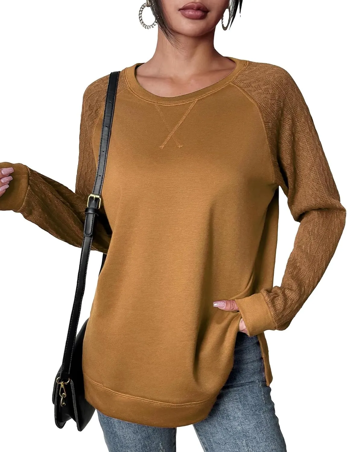 Zeagoo Womens Sweatshirts Lightweight Cable Knit Sleeve Sweaters sold by zeagoo product image thumbnail 2