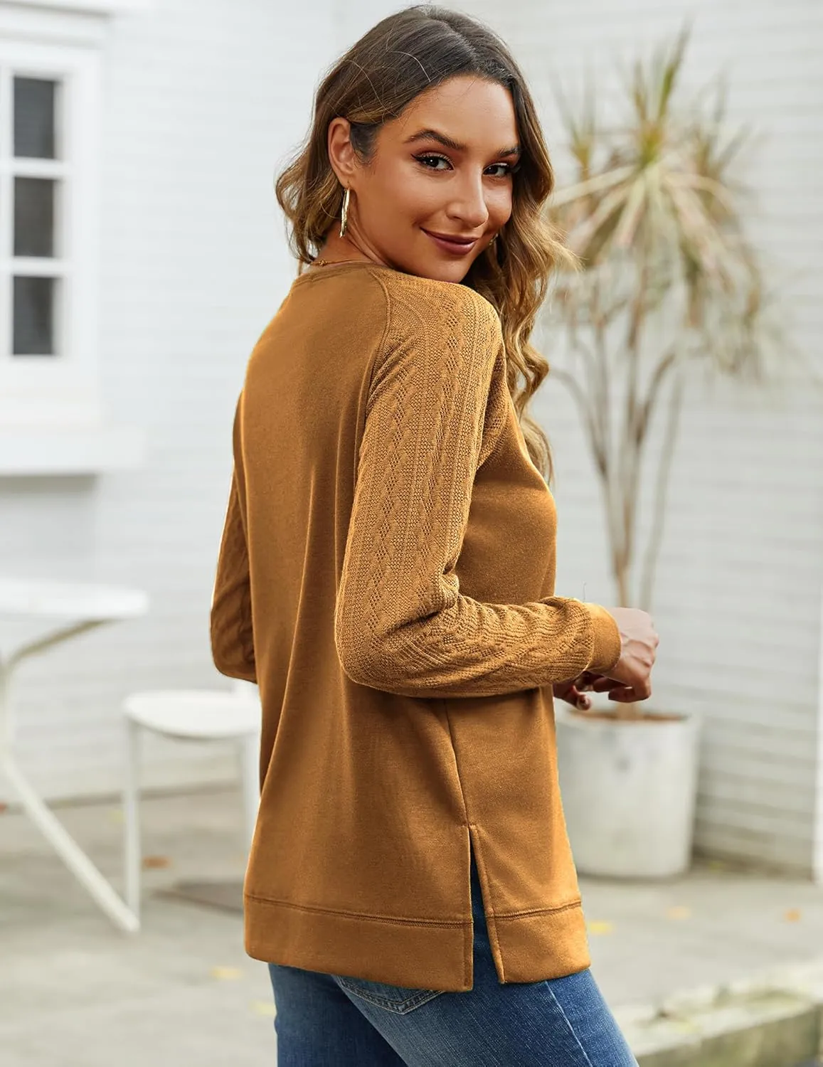 Zeagoo Womens Sweatshirts Lightweight Cable Knit Sleeve Sweaters sold by zeagoo product image thumbnail 3