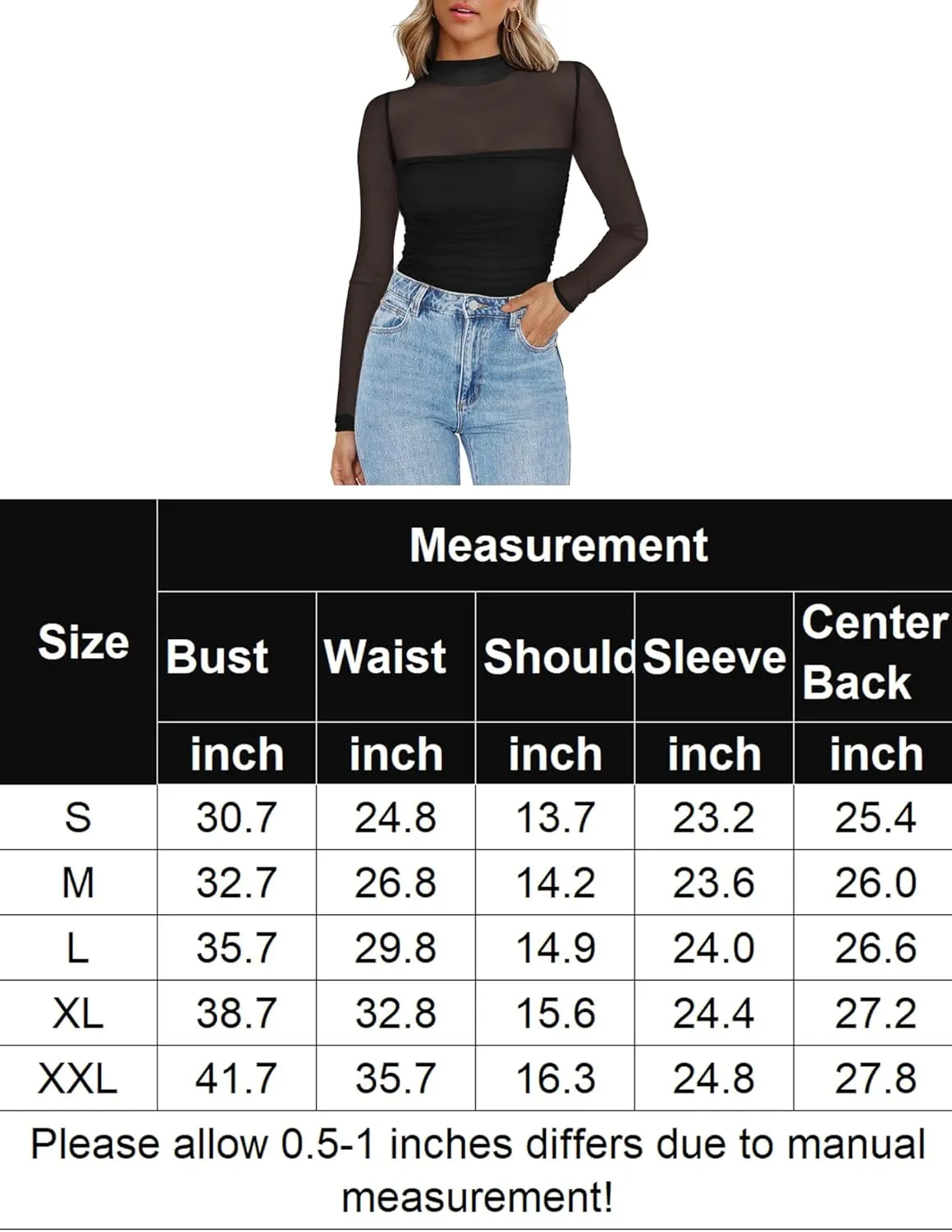 Zeagoo Women's Sexy Mock Turtle Neck Long Sleeve Sheer Tops sold by zeagoo product image thumbnail 4