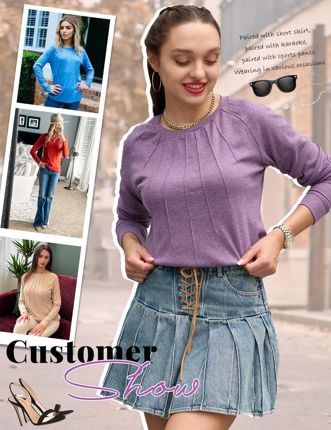 Zeagoo Women Long Sleeve Shirts Casual Pleated Tunic Blouses sold by zeagoo product image thumbnail 5
