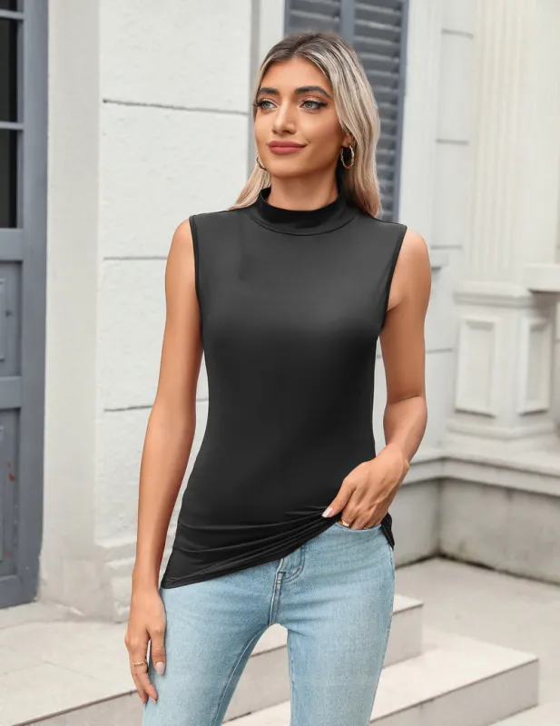 Zeagoo Womens Mock Turtleneck Tank Tops made by zeagoo