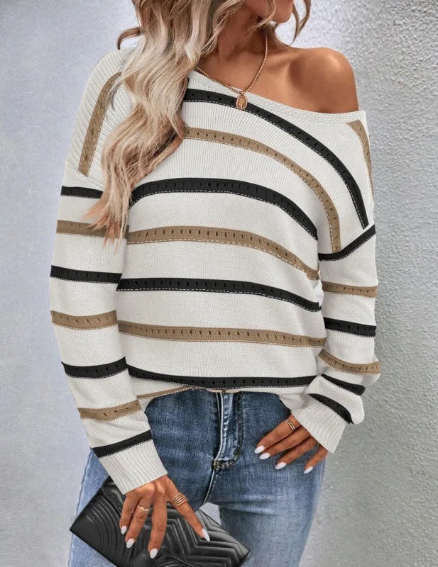 Zeagoo Womens Sweaters Cute Long Sleeve Off The Shoulder Tops sold by zeagoo