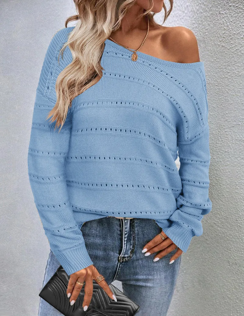 Zeagoo Womens Sweaters Cute Long Sleeve Off The Shoulder Tops sold by zeagoo product image thumbnail 5