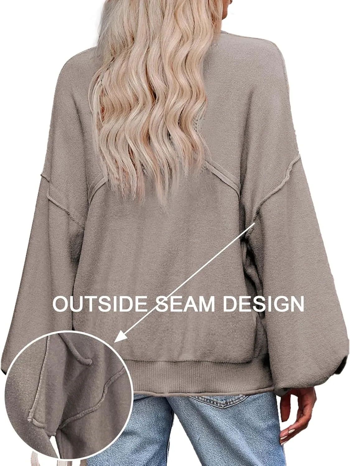 Zeagoo Womens Oversized Sweaters Lantern Sleeve Knit Tops sold by zeagoo product image thumbnail 2