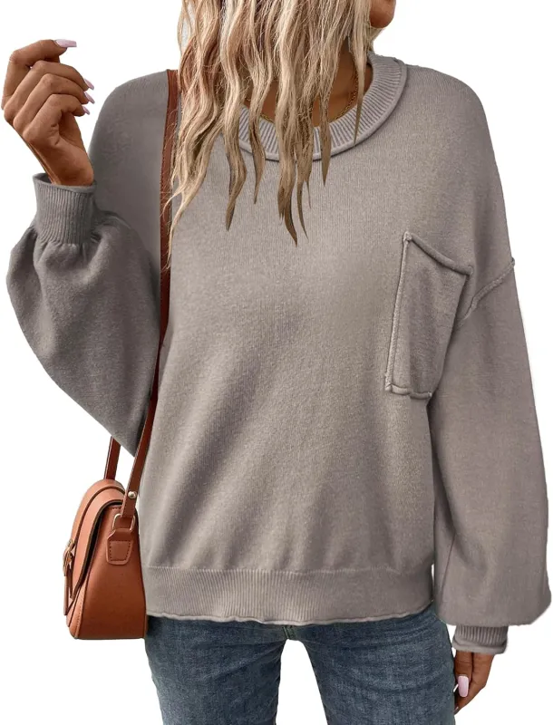 Zeagoo Womens Oversized Sweaters Lantern Sleeve Knit Tops sold by zeagoo