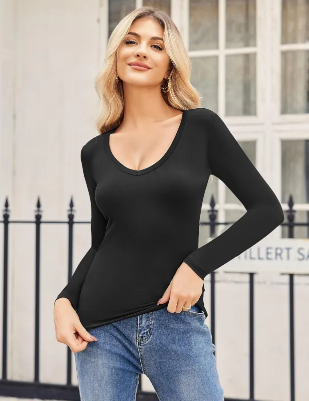 Zeagoo 2 Pack Women's Long Sleeve V Neck Slim Fit T Shirts sold by zeagoo